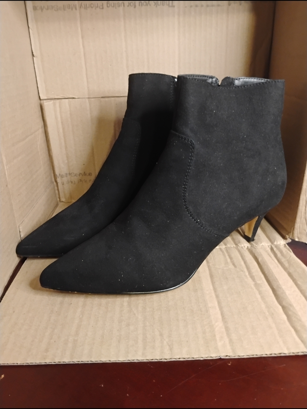 Express Black Suede Pointed-Ankle Booties
